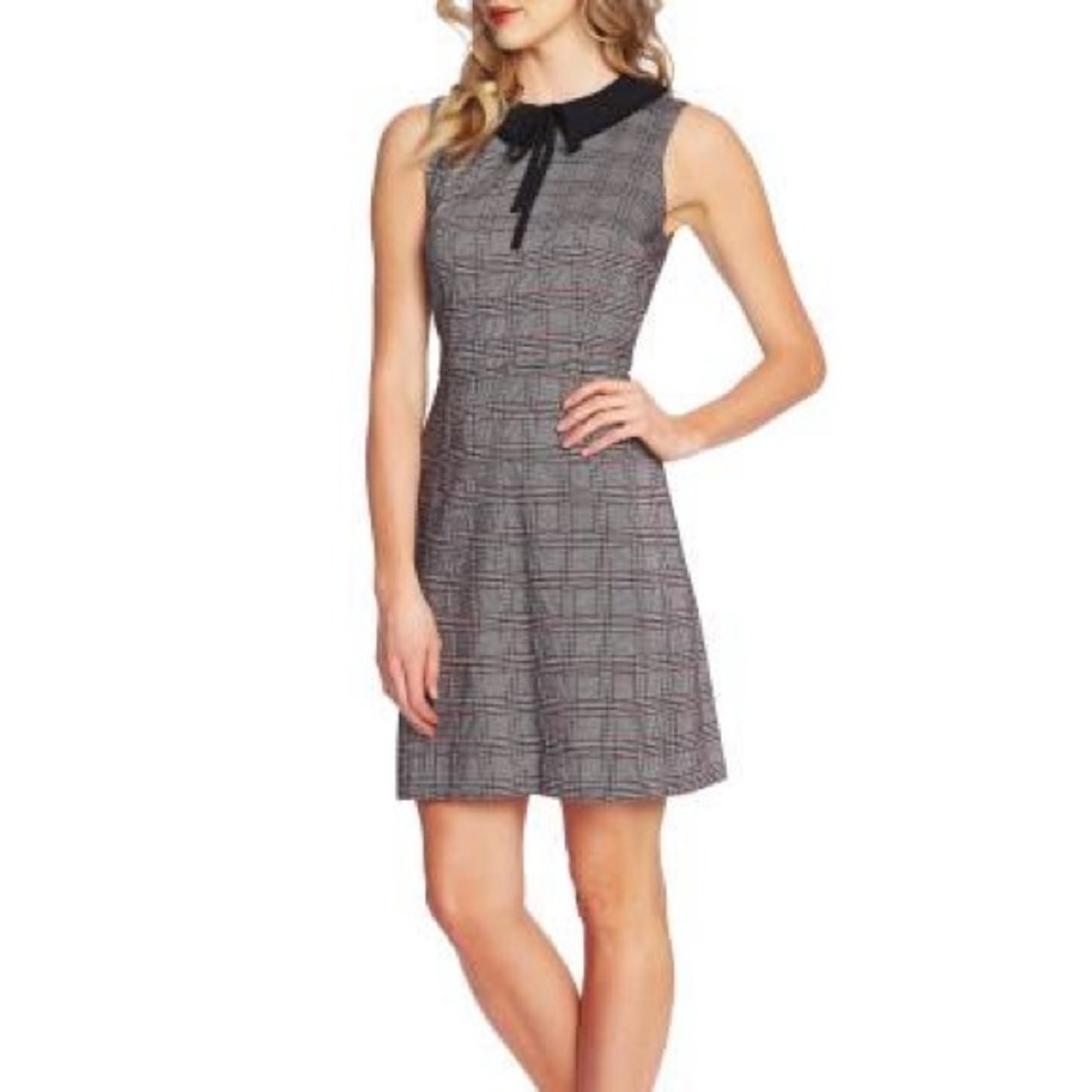 NWT CeCe Contrast Collar Plaid Dress Size S